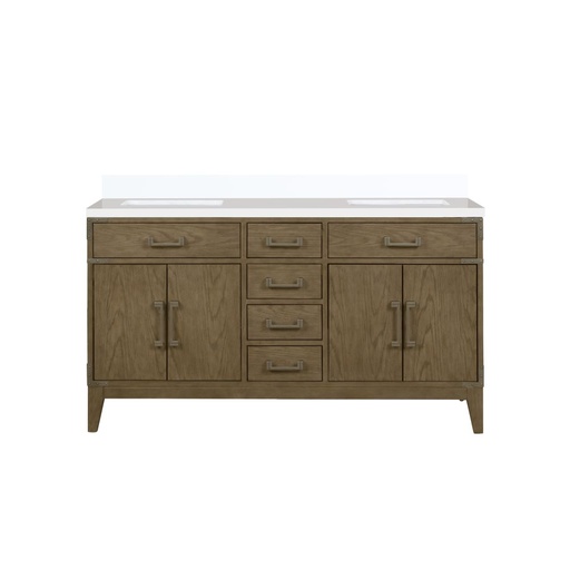 [LVL60DR300] Laurel 60 in W x 22 in. D Grey Oak Double Bath Vanity and Cultured Marble Top