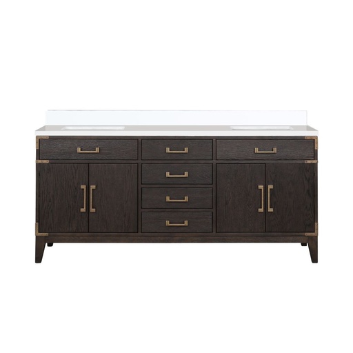[LVL72DK300] Laurel 72 in W x 22 in. D Brown Oak Double Bath Vanity and Cultured Marble Top