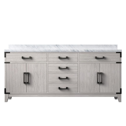 [LVL72DM100] Laurel 72 in W x 22 in. D White Oak Double Bath Vanity and Carrara Marble Top