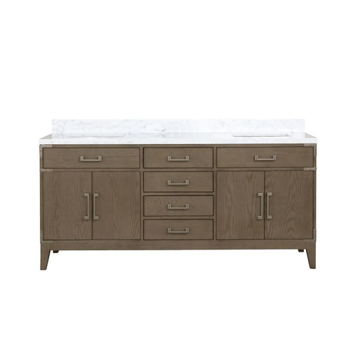 [LVL72DR100] Laurel 72 in W x 22 in. D Grey Oak Double Bath Vanity and Carrara Marble Top