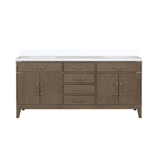 [LVL72DR300] Laurel 72 in W x 22 in. D Grey Oak Double Bath Vanity and Cultured Marble Top