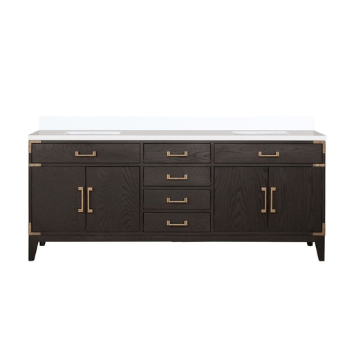 [LVL80DK300] Laurel 80 in W x 22 in. D Brown Oak Double Bath Vanity and Cultured Marble Top