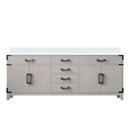 [LVL80DM200] Laurel 80 in W x 22 in. D White Oak Double Bath Vanity and White Quartz Top