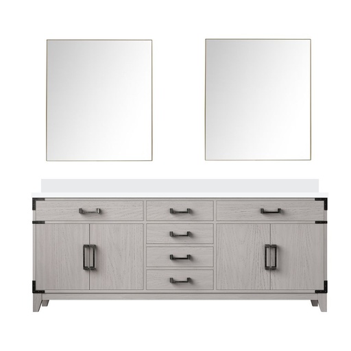 [LVL80DM210] Laurel 80 in W x 22 in. D White Oak Double Bath Vanity, White Quartz Top, and 36 in Mirrors