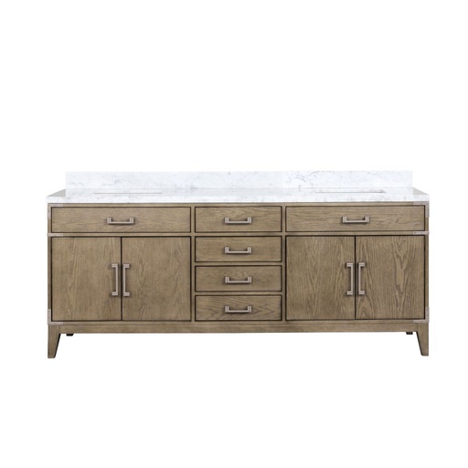 [LVL80DR100] Laurel 80 in W x 22 in. D Grey Oak Double Bath Vanity and Carrara Marble Top