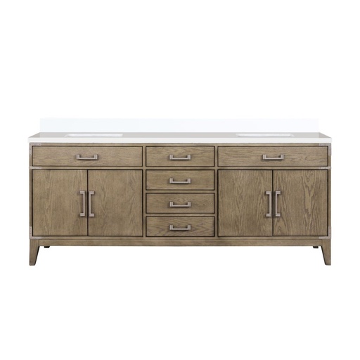 [LVL80DR200] Laurel 80 in W x 22 in. D Grey Oak Double Bath Vanity and White Quartz Top