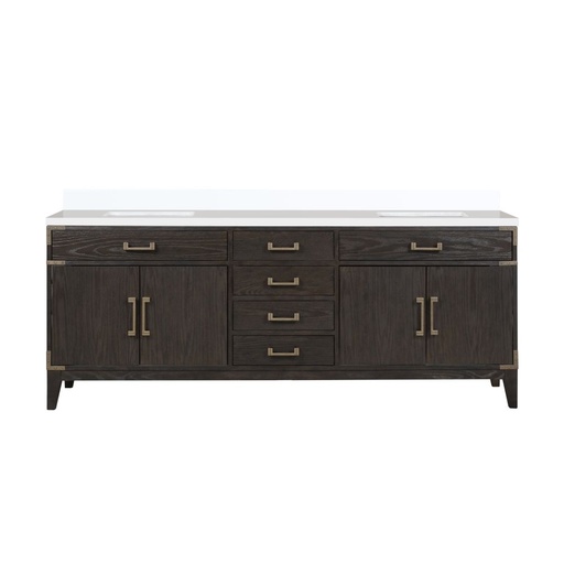 [LVL84DK300] Laurel 84 in W x 22 in. D Brown Oak Double Bath Vanity and Cultured Marble Top