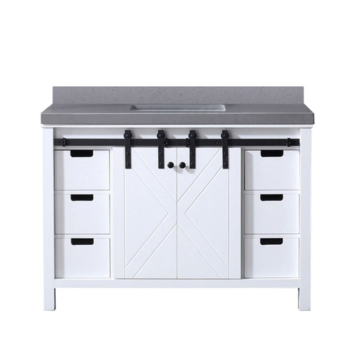 [LVM48SA400] Marsyas 48 in W x 22 in. D White Bath Vanity and Grey Quartz Countertop