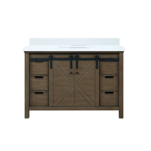 [LVM48SK200] Marsyas 48 in W x 22 in. D Rustic Brown Bath Vanity and White Quartz Countertop