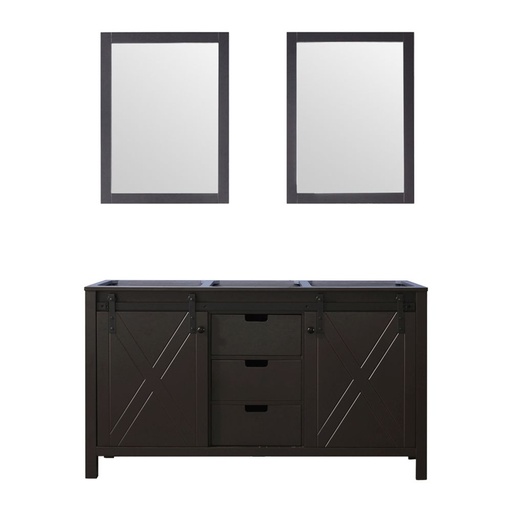 [LVM60DC010] Marsyas 60 in W x 22 in. D Brown Double Bath Vanity and 24 in Mirrors