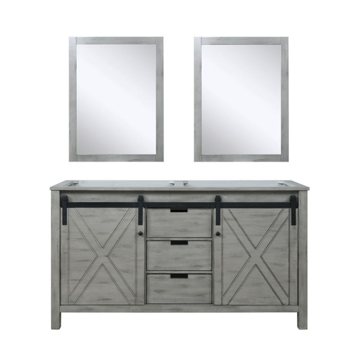 [LVM60DH010] Marsyas 60 in W x 22 in. D Ash Grey Double Bath Vanity and 24 in Mirrors