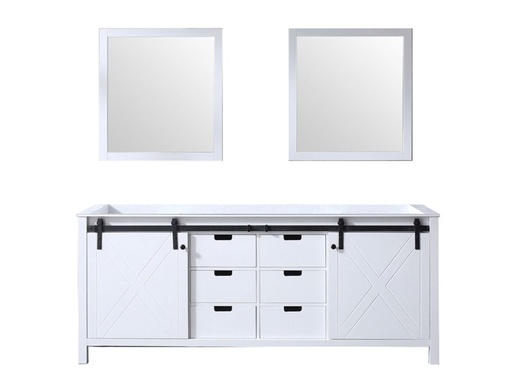 [LVM80DA010] Marsyas 80 in W x 22 in. D White Double Bath Vanity and 30 in Mirrors