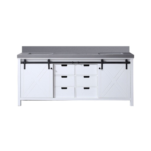 [LVM80DA400] Marsyas 80 in W x 22 in. D White Double Bath Vanity and Grey Quartz Countertop