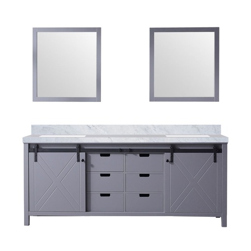 [LVM80DB110] Marsyas 80 in W x 22 in. D Dark Grey Double Bath Vanity, Carrara Marble Countertop and 30 in Mirrors