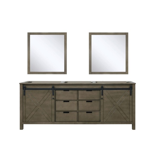 [LVM80DK010] Marsyas 80 in W x 22 in. D Rustic Brown Double Bath Vanity and 30 in Mirrors