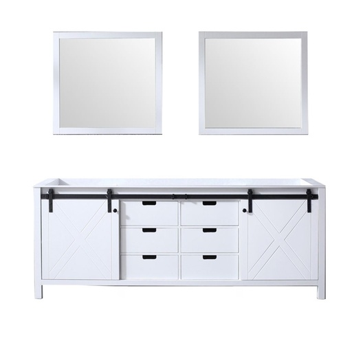 [LVM84DA010] Marsyas 84 in W x 22 in. D White Double Bath Vanity and 34 in Mirrors