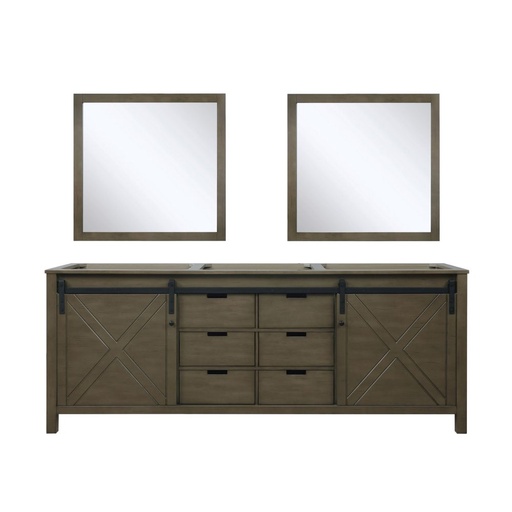 [LVM84DK010] Marsyas 84 in W x 22 in. D Rustic Brown Double Bath Vanity and 34 in Mirrors
