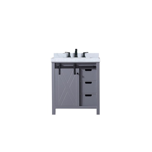 [LVM30SB101] Marsyas 30 in W x 22 in. D Dark Grey Bath Vanity, Carrara Marble Countertop and Faucet Set
