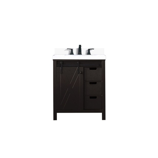[LVM30SC201] Marsyas 30 in W x 22 in. D Brown Bath Vanity, White Quartz Countertop and Faucet Set