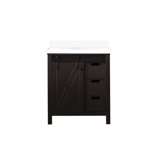 [LVM30SC301] Marsyas 30 in W x 22 in. D Brown Bath Vanity, Cultured Marble Countertop and Faucet Set