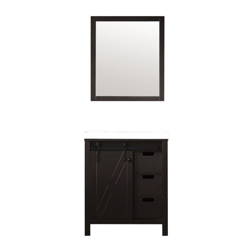 [LVM30SC310] Marsyas 30 in W x 22 in. D Brown Bath Vanity, Cultured Marble Countertop and 28 in Mirror