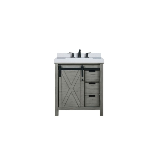 [LVM30SH201] Marsyas 30 in W x 22 in. D Ash Grey Bath Vanity, White Quartz Countertop and Faucet Set