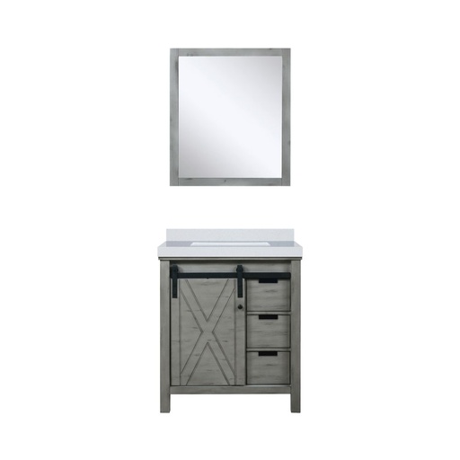 [LVM30SH310] Marsyas 30 in W x 22 in. D Ash Grey Bath Vanity, Cultured Marble Countertop and 28 in Mirror