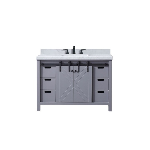 [LVM48SB101] Marsyas 48 in W x 22 in. D Dark Grey Bath Vanity, Carrara Marble Countertop and Faucet Set