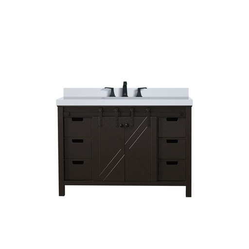 [LVM48SC201] Marsyas 48 in W x 22 in. D Brown Bath Vanity, White Quartz Countertop and Faucet Set