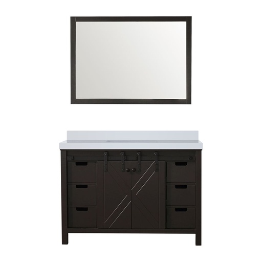 [LVM48SC310] Marsyas 48 in W x 22 in. D Brown Bath Vanity, Cultured Marble Countertop and 44 in Mirror