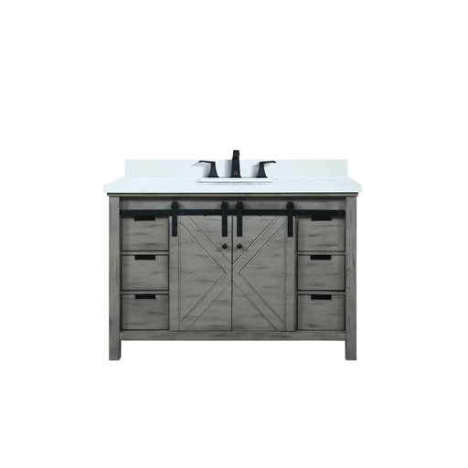 [LVM48SH201] Marsyas 48 in W x 22 in. D Ash Grey Bath Vanity, White Quartz Countertop and Faucet Set