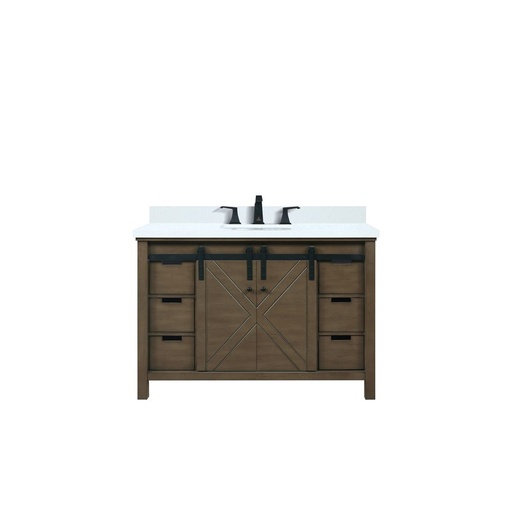 [LVM48SK201] Marsyas 48 in W x 22 in. D Rustic Brown Bath Vanity, White Quartz Countertop and Faucet Set