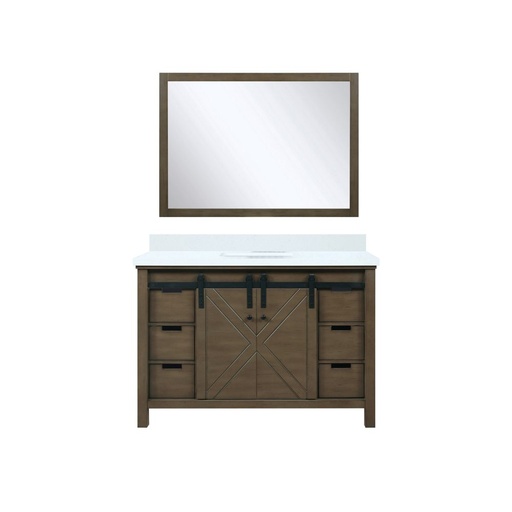 [LVM48SK310] Marsyas 48 in W x 22 in. D Rustic Brown Bath Vanity, Cultured Marble Countertop and 44 in Mirror