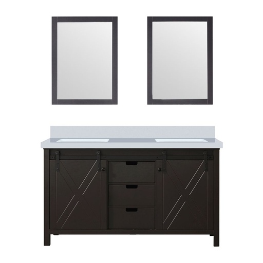 [LVM60DC310] Marsyas 60 in W x 22 in. D Brown Double Bath Vanity, Cultured Marble Countertop and 24 in Mirrors