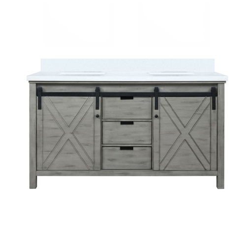 [LVM60DH300] Marsyas 60 in W x 22 in. D Ash Grey Double Bath Vanity and Cultured Marble Countertop