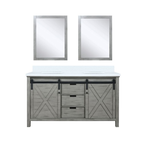 [LVM60DH310] Marsyas 60 in W x 22 in. D Ash Grey Double Bath Vanity, Cultured Marble Countertop and 24 in Mirrors