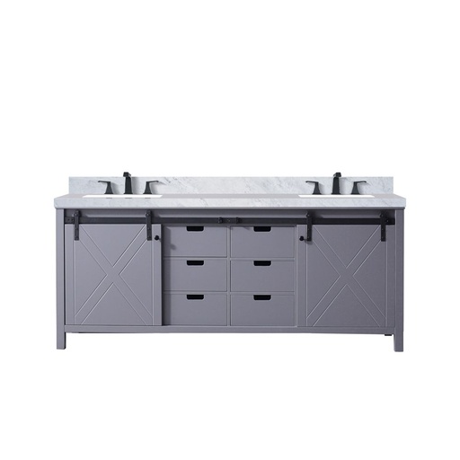 [LVM80DB101] Marsyas 80 in W x 22 in. D Dark Grey Double Bath Vanity, Carrara Marble Countertop and Faucet Set