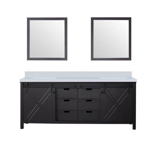 [LVM80DC310] Marsyas 80 in W x 22 in. D Brown Double Bath Vanity, Cultured Marble Countertop and 30 in Mirrors