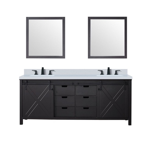 [LVM80DC311] Marsyas 80 in W x 22 in. D Brown Double Bath Vanity, Cultured Marble Countertop, Faucet Set and 30 in Mirrors