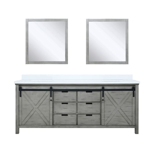 [LVM80DH310] Marsyas 80 in W x 22 in. D Ash Grey Double Bath Vanity, Cultured Marble Countertop and 30 in Mirrors