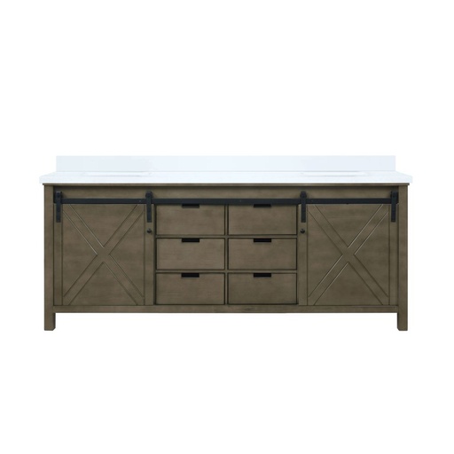 [LVM80DK300] Marsyas 80 in W x 22 in. D Rustic Brown Double Bath Vanity and Cultured Marble Countertop