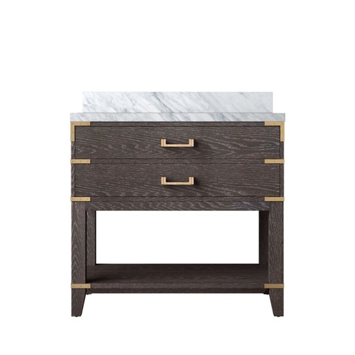 [LVN36SK100] Norwalk 36 in W x 22 in. D Brown Oak Single Bath Vanity and Carrara Marble Top