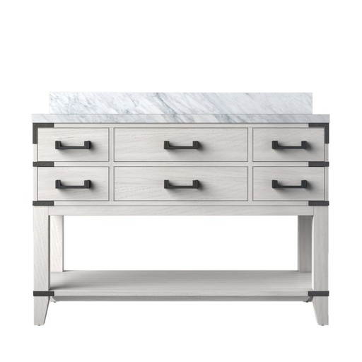 [LVN48SM100] Norwalk 48 in W x 22 in. D White Oak Single Bath Vanity and Carrara Marble Top