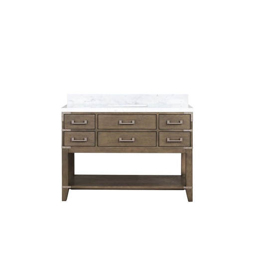 [LVN48SR100] Norwalk 48 in W x 22 in. D Grey Oak Single Bath Vanity and Carrara Marble Top
