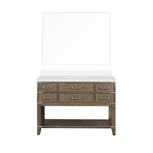 [LVN48SR310] Norwalk 48 in W x 22 in. D Grey Oak Single Bath Vanity, Cultured Marble Top, and 46 in Mirror
