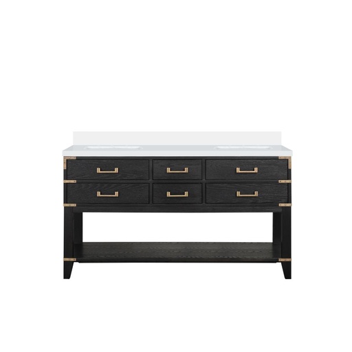 [LVN60DJ300] Norwalk 60 in W x 22 in. D Black Oak Double Bath Vanity and Cultured Marble Top