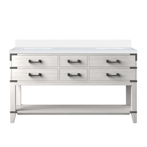 [LVN60DM300] Norwalk 60 in W x 22 in. D White Oak Double Bath Vanity and Cultured Marble Top