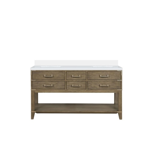 [LVN60DR300] Norwalk 60 in W x 22 in. D Grey Oak Double Bath Vanity and Cultured Marble Top