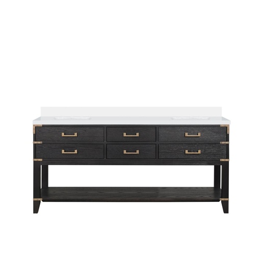 [LVN72DJ200] Norwalk 72 in W x 22 in. D Black Oak Double Bath Vanity and White Quartz Top
