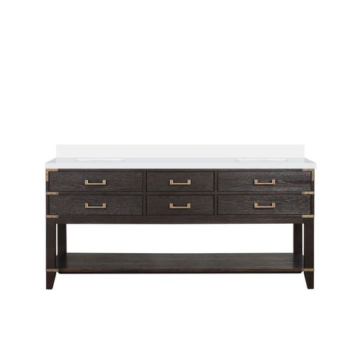 [LVN72DK300] Norwalk 72 in W x 22 in. D Brown Oak Double Bath Vanity and Cultured Marble Top